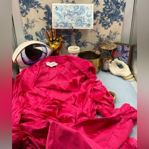 🆕 RAT & BOA 🧿 NWOT Paloma Pink Floral Satin Long Sleeve Mini Dress Sz XXL US12 - Picture 11 of 15